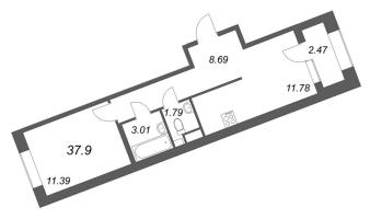 1 ккв № 586 Корп.: 1 , Секция 20  в ЖК ID Petrogradskaya
