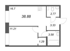2 ккв (Евро) № 97 Корп.: 1 , Секция 4  в ЖК ID Petrogradskaya