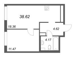 2 ккв (Евро) № 129 Корп.: 1 , Секция 4  в ЖК ID Petrogradskaya