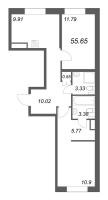 2 ккв № 777 Корп.: 1 , Секция 27  в ЖК ID Petrogradskaya