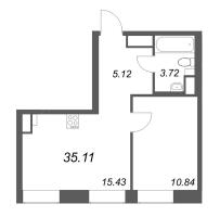 2 ккв (Евро) № 402 Корп.: 1 , Секция 14  в ЖК ID Petrogradskaya