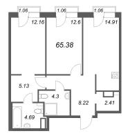 2 ккв № 369 Корп.: 1 , Секция 14  в ЖК ID Petrogradskaya