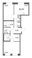 2 ккв № 814 Корп.: 1 , Секция 29  в ЖК ID Petrogradskaya