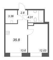 1 ккв № 276 Корп.: 1 , Секция 11  в ЖК ID Petrogradskaya