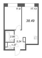 2 ккв (Евро) № 442 Корп.: 1 , Секция 15  в ЖК ID Petrogradskaya