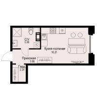 Студия № 488 Корп.: 1 , Секция 17  в ЖК ID Petrogradskaya