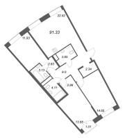 4 ккв (Евро) № 180 Корп.: 1 , Секция 7  в ЖК ID Petrogradskaya