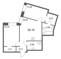 3 ккв (Евро) № 213 Корп.: 1 , Секция 9  в ЖК ID Petrogradskaya