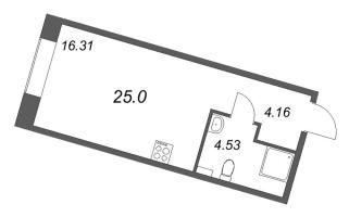 Студия № 215 Корп.: 1 , Секция 9  в ЖК ID Petrogradskaya