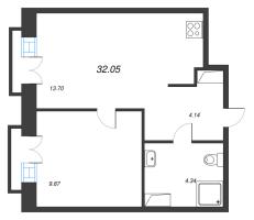 1 ккв № 265 Корп.: 1 , Секция 3  в ЖК ID Polytech