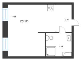 Студия № 4 Корп.: 1 , Секция 1  в ЖК ID Polytech