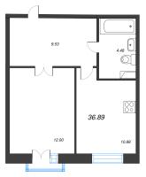 2 ккв (Евро) № 258 Корп.: 1 , Секция 2  в ЖК ID Polytech