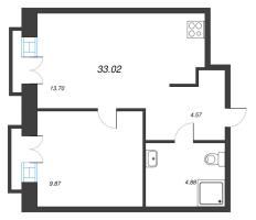 1 ккв № 23 Корп.: 1 , Секция 3  в ЖК ID Polytech