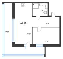 2 ккв (Евро) № 250 Корп.: 1 , Секция 1  в ЖК ID Polytech