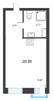 Студия № 125 Корп.: 1 , Секция 2  в ЖК ID Polytech