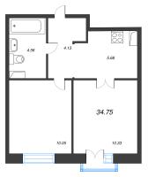 2 ккв (Евро) № 259 Корп.: 1 , Секция 2  в ЖК ID Polytech