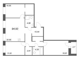 4 ккв (Евро) № 6 Корп.: 2 , Секция 1  в ЖК ID Svetlanovskiy
