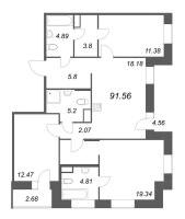 4 ккв (Евро) № 282 Корп.: 2 , Секция 5  в ЖК ID Svetlanovskiy