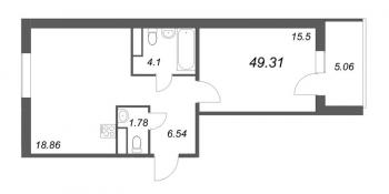 2 ккв (Евро) № 110 Корп.: 5.2 , Секция 3  в ЖК IQ Гатчина