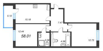 3 ккв (Евро) № 103 Корп.: 6 , Секция 3  в ЖК IQ Гатчина