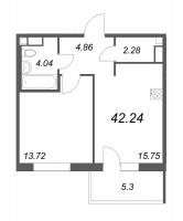 2 ккв (Евро) № 90 Корп.: 5.1 , Секция 3  в ЖК IQ Гатчина