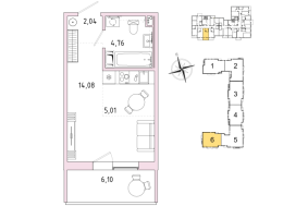 Студия № 235 Корп.: 6 , Секция 6  в ЖК IQ Гатчина