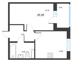 1 ккв № 186 Корп.: 6 , Секция 5  в ЖК IQ Гатчина