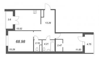 3 ккв (Евро) № 59 Корп.: 5.3 , Секция 1  в ЖК IQ Гатчина