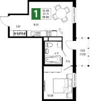 2 ккв (Евро) № 764 Корп.: 5.1 , Секция 5.6  в ЖК Имена