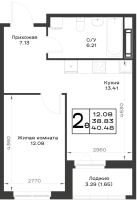 1 ккв № 23 Корп.: 4.1 , Секция 4.7  в ЖК Имена