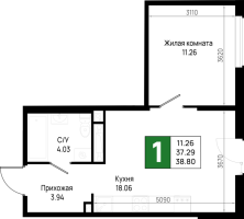 2 ккв (Евро) № 365 Корп.: 5.3 , Секция 5.13  в ЖК Имена