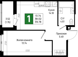 1 ккв № 758 Корп.: 6 , Секция 6.6  в ЖК Имена
