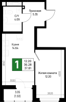 1 ккв № 178 Корп.: 5.2 , Секция 5.8  в ЖК Имена