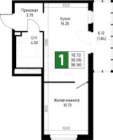 2 ккв (Евро) № 172 Корп.: 5.2 , Секция 5.8  в ЖК Имена
