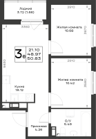 3 ккв (Евро) № 569 Корп.: 4.2 , Секция 4.4  в ЖК Имена