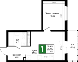 2 ккв (Евро) № 390 Корп.: 5.2 , Секция 5.9  в ЖК Имена