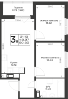 3 ккв (Евро) № 537 Корп.: 4.2 , Секция 4.4  в ЖК Имена