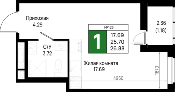 Студия № 562 Корп.: 5.3 , Секция 5.13  в ЖК Имена