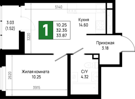 1 ккв № 360 Корп.: 5.3 , Секция 5.13  в ЖК Имена