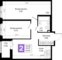 2 ккв № 122 Корп.: 6 , Секция 6.2  в ЖК Имена