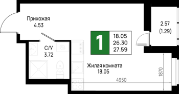 Студия № 212 Корп.: 5.3 , Секция 5.11  в ЖК Имена