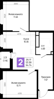 3 ккв (Евро) № 618 Корп.: 5.3 , Секция 5.14  в ЖК Имена