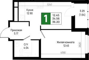 1 ккв № 353 Корп.: 5.3 , Секция 5.13  в ЖК Имена