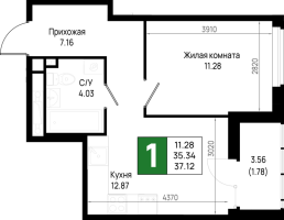 1 ккв № 18 Корп.: 5.3 , Секция 5.11  в ЖК Имена