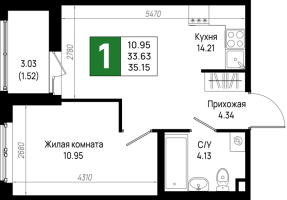 1 ккв № 734 Корп.: 6 , Секция 6.5  в ЖК Имена