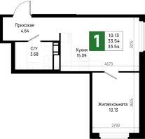 2 ккв (Евро) № 292 Корп.: 5.3 , Секция 5.12  в ЖК Имена