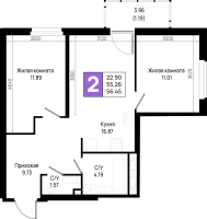 3 ккв (Евро) № 785 Корп.: 5.2 , Секция 5.10  в ЖК Имена