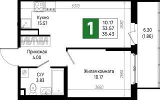 2 ккв (Евро) № 25 Корп.: 6 , Секция 6.1  в ЖК Имена