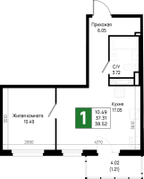 2 ккв (Евро) № 371 Корп.: 5.2 , Секция 5.9  в ЖК Имена