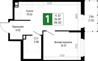 2 ккв (Евро) № 291 Корп.: 5.3 , Секция 5.12  в ЖК Имена